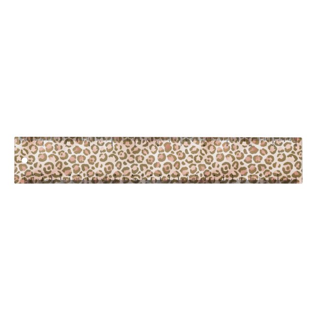 Pretty Peach Brown Leopard Print Ruler (Front)