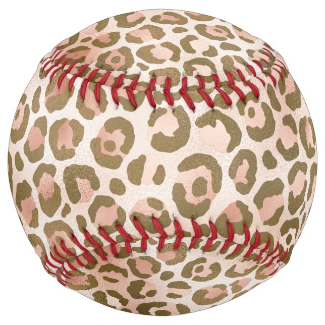 Pretty Peach Brown Leopard Print Softball (Front)