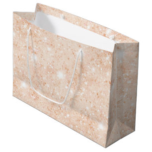 Pretty Peach Faux Glitter Bridal Shower Large Gift Bag