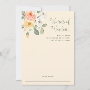 Pretty Peach Floral Baby Shower Advice Card