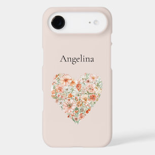 Pretty Peach Floral Heart iPhone 17 Air Case