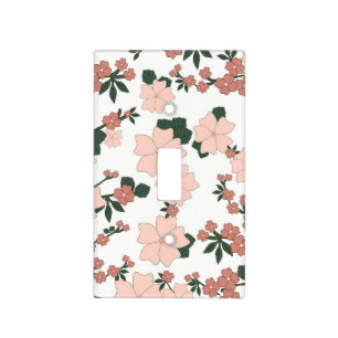 Pretty Peach Floral Light Switch Cover