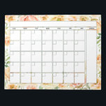 Pretty Peach Floral Monthly Planner Calendar Notepad<br><div class="desc">Pretty Peach Floral Monthly Planner Calendar Tearaway Notepad featuring soft peach, blush, and sage green florals behind a reusable monthly calendar planner. Plenty of space for your details and notes. Perfect for your home, dorm, office, or classroom! Please contact us at cedaranadstring@gmail.com if you need assistance with the design or...</div>