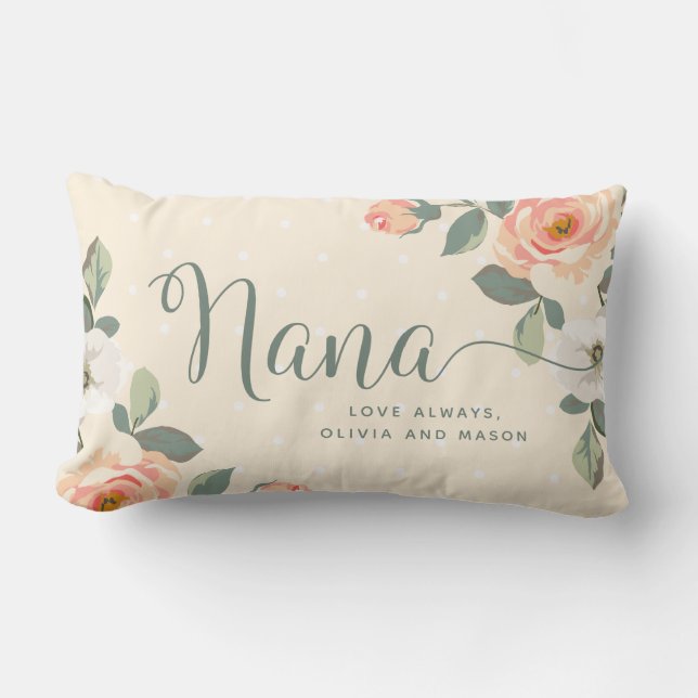 Pretty Peach Floral | Nana Lumbar Pillow (Front)