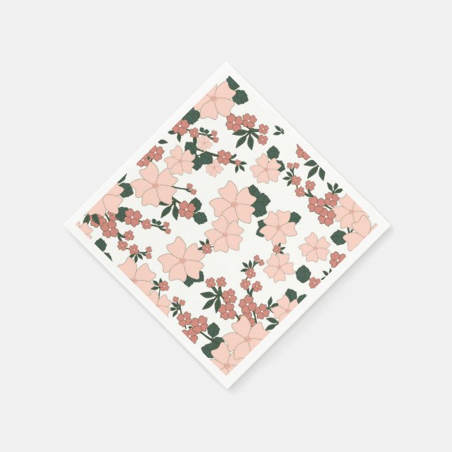 Pretty Peach Floral Napkins (Corner)