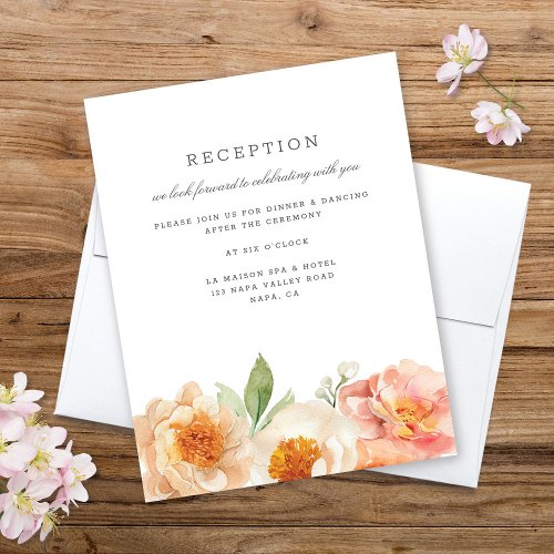Pretty Peach Floral Wedding Enclosure Card