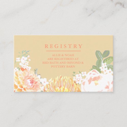 Pretty Peach Floral Wedding Registry Cards