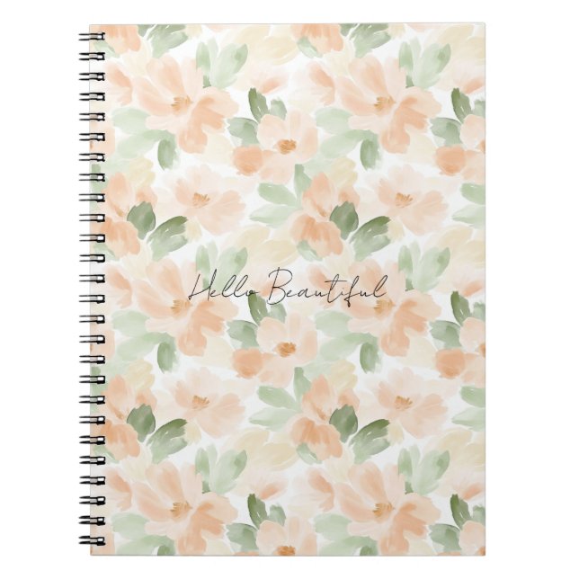 Pretty Peach Flowers Notebook (Front)