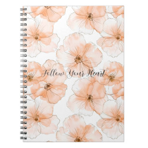 Pretty Peach Flowers Notebook
