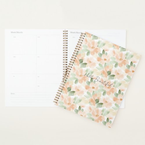 Pretty Peach Flowers Planner