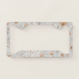 Pretty Peach Flowers Sparkle License Plate Frame
