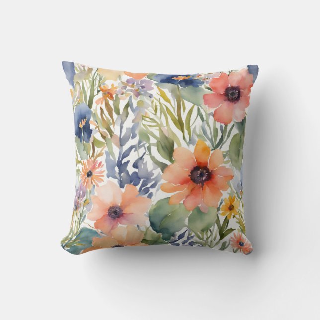 Pretty Peach Flowers Throw Pillow (Front)