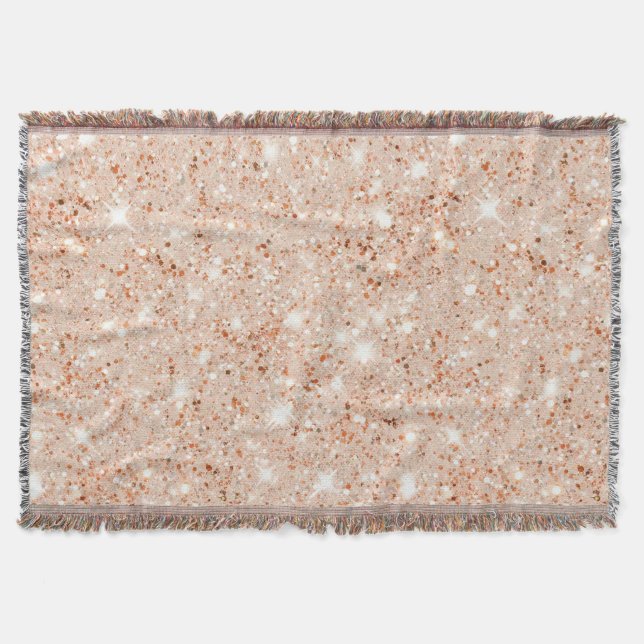 Pretty Peach Glitter Throw Blanket (Front)