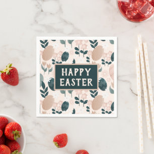 Pretty Peach Green Boho Botanical Easter Egg     Napkins