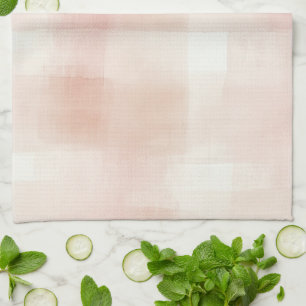 Pretty Peach Pink Cream Plaid Kitchen Towel