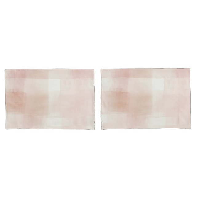 Pretty Peach Pink Cream Plaid Pillow Case (Front-Set)