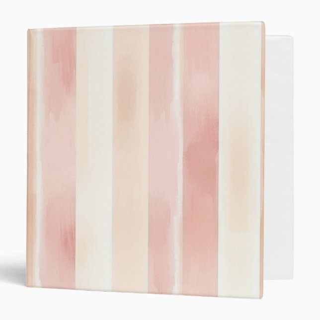 Pretty Peach Pink Cream Stripes  3 Ring Binder (Front/Inside)