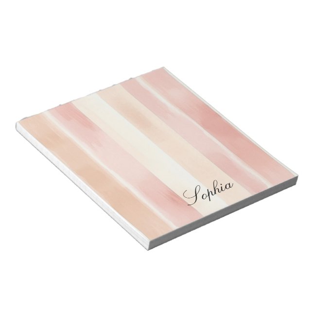 Pretty Peach Pink Cream Stripes  Notepad (Angled)