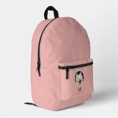 Pretty Peach Pink Pet Photo Personalized Printed Backpack