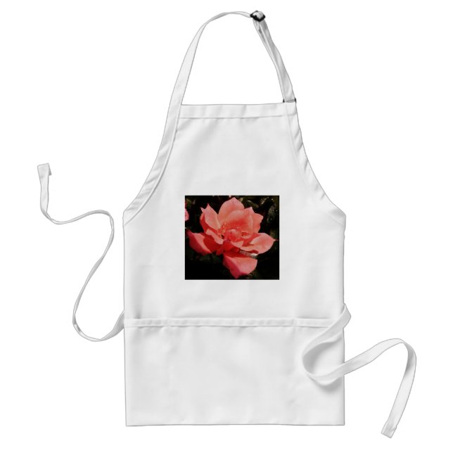 Pretty Peach Pink Rose floral Adult Apron (Front)