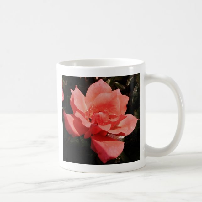 Pretty Peach Pink Rose floral Coffee Mug (Right)