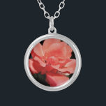 Pretty Peach Pink Rose floral Silver Plated Necklace<br><div class="desc">Peach Pink Rose Beautiful photo of a peachy pink rose by Artist Sandra Marie Closs. Add your own text, name or monogram to create the perfect product for any occasion. Wedding, bridal party garden party, sympathy , birthday, baby shower, any celebration or just to make your day a little bit...</div>