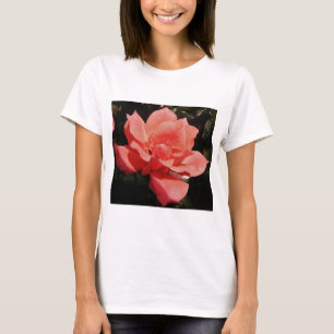 Pretty Peach Pink Rose floral T-Shirt
