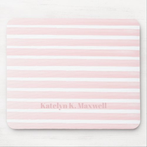 Pretty Peach Pink Striped Mouse Pad