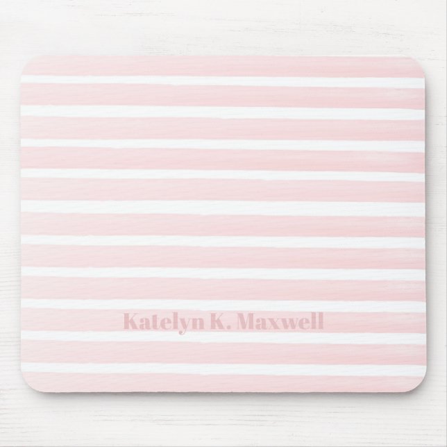 Pretty Peach Pink Striped Mouse Pad (Front)