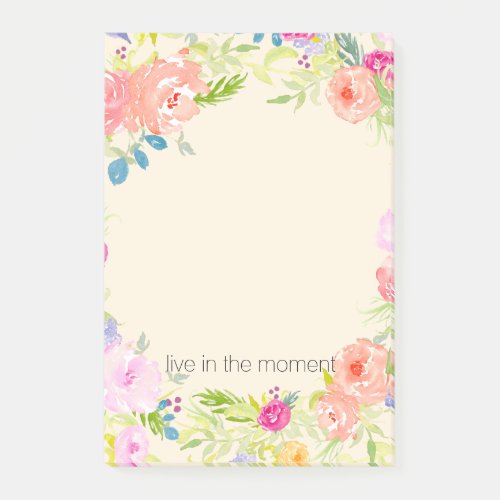 Pretty Peach Pink Watercolor Floral Post_it Notes