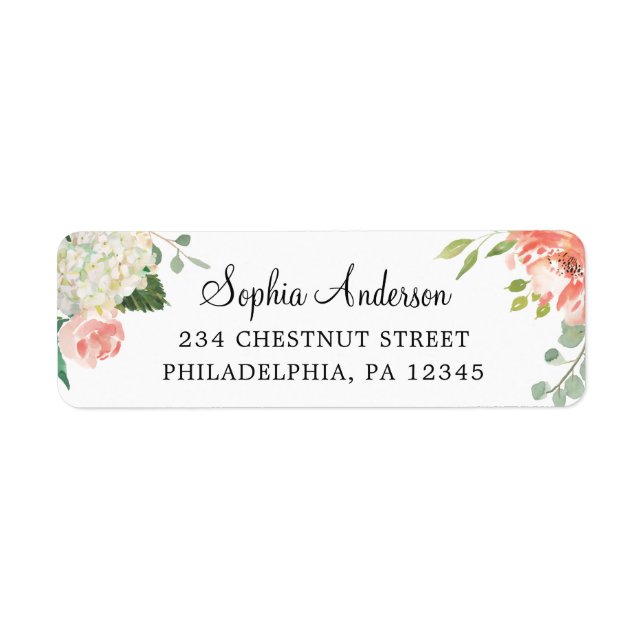 Pretty Peach Return Address Label Wedding (Front)