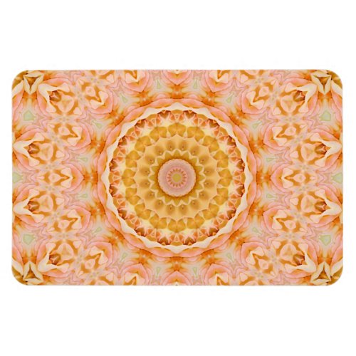 Pretty Peach Rose Floral Mandala Kaleidoscope Magnet