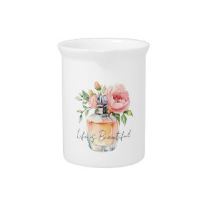 Pretty Peach Roses Perfume Bottle Beverage Pitcher