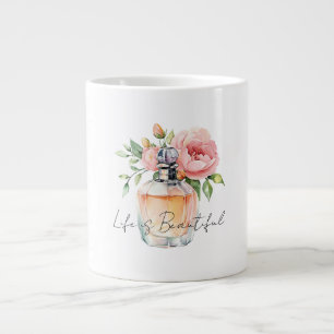 Pretty Peach Roses Perfume Bottle Giant Coffee Mug