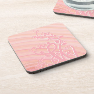 Pretty Peach Spirals, Vine, and Flowers Beverage Coaster