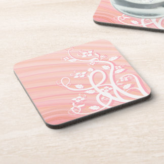 Pretty Peach Spirals, Vines, and Flowers Drink Coaster