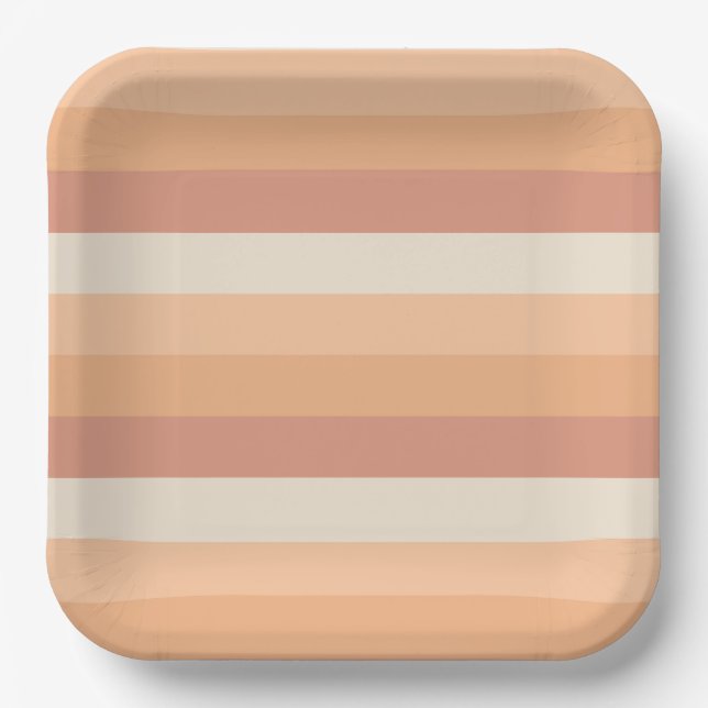 Pretty Peach Stripes Paper Plates (Front)