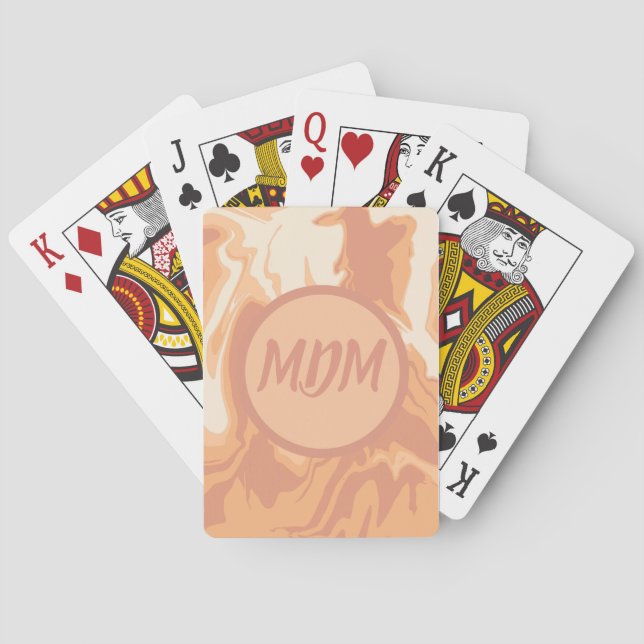 Pretty Peach Swirls Poker Cards (Back)