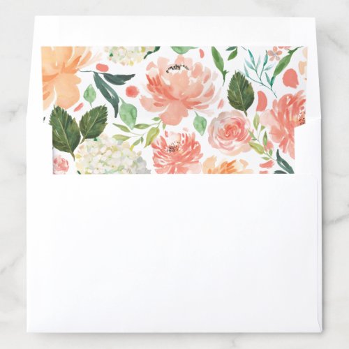 Pretty Peach Watercolor Floral  | Wedding Envelope Liner