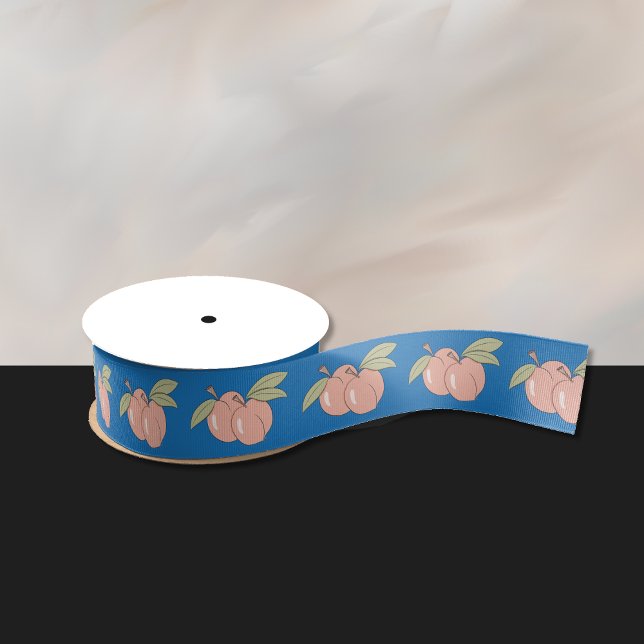Pretty Peaches Pattern Blue Ribbon (Delicious peaches pattern blue ribbon .)