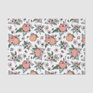 Pretty Peaches & Peach Blossom Floral Pattern Tissue Paper