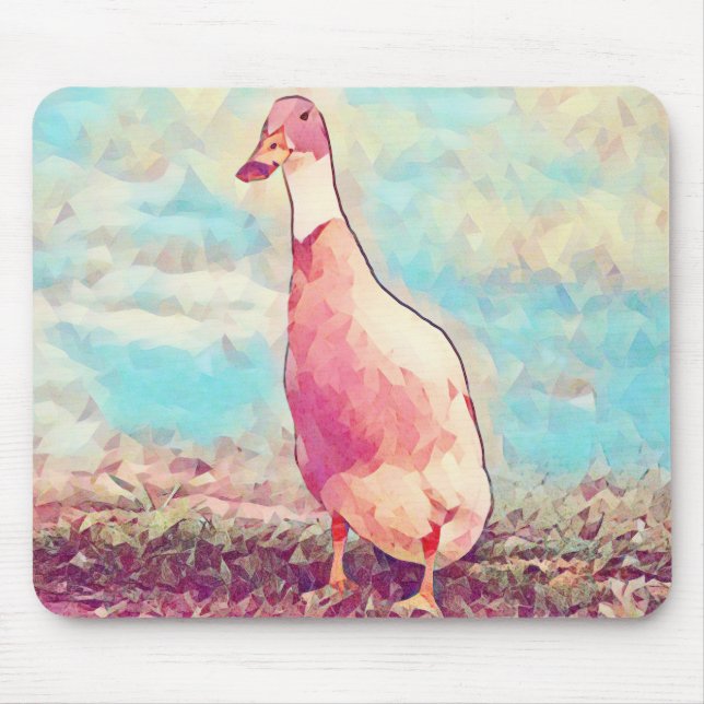 Pretty Peachy and Aqua Blue Duck Art Mouse Pad (Front)