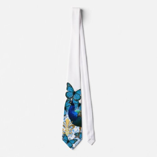 Pretty Peacock and blue butterflies Tie