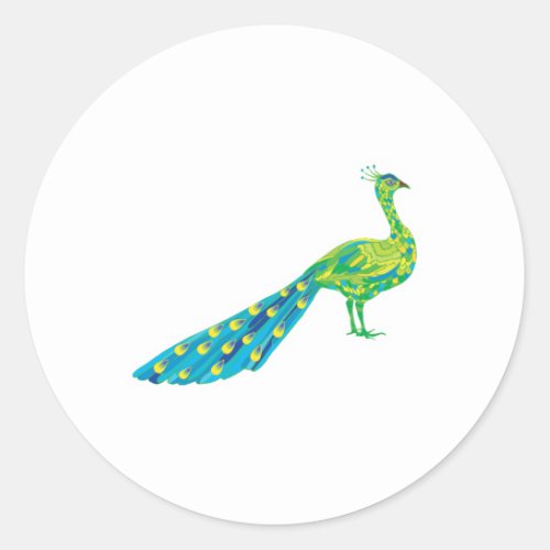 pretty peacock classic round sticker