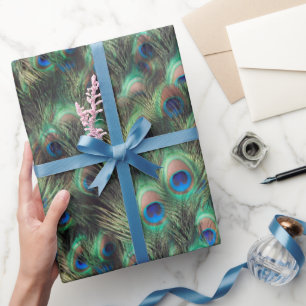 Pretty Peacock Feather Animal Print Wrapping Paper