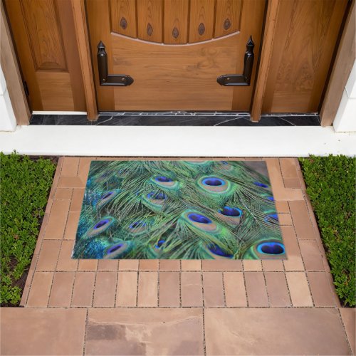 Pretty Peacock Feathers Doormat
