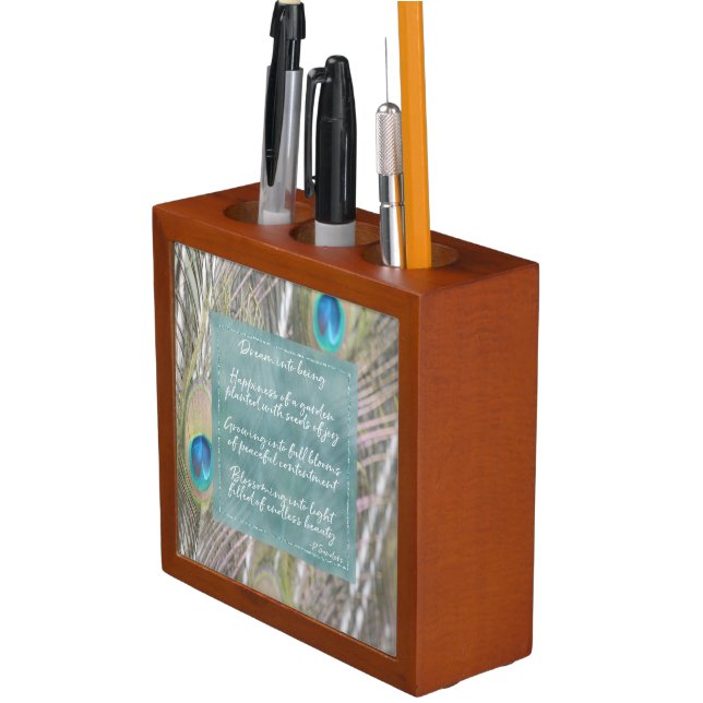 Pretty Peacock Feathers Dream Poem    Desk Organizer (In Situ)