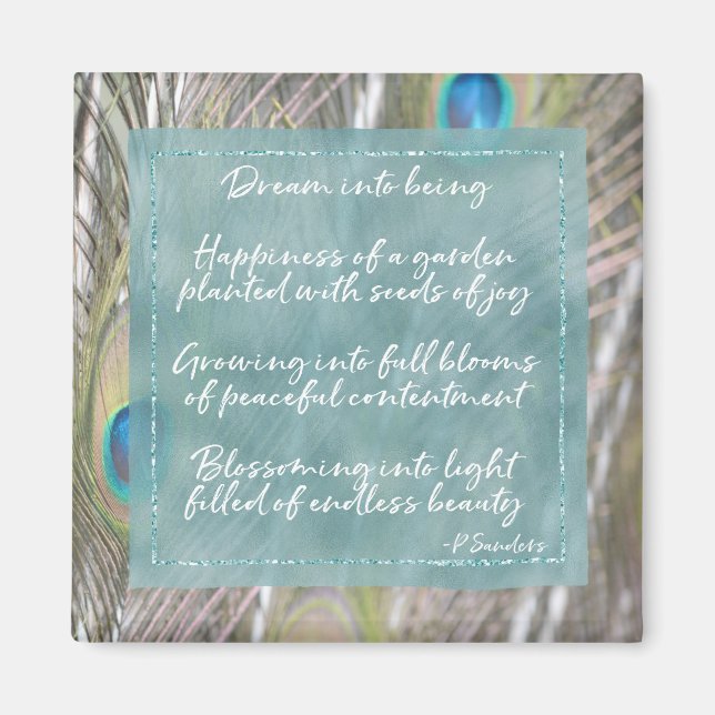 Pretty Peacock Feathers Dream Poem     Magnet (Front)