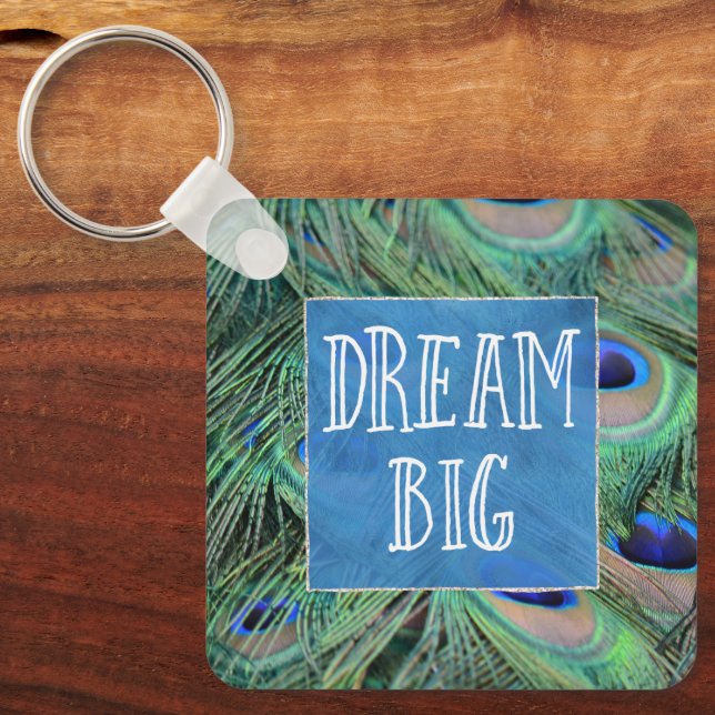 Pretty Peacock Feathers Keychain (Front)