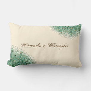 Pretty Peacock Feathers Lumbar Pillow